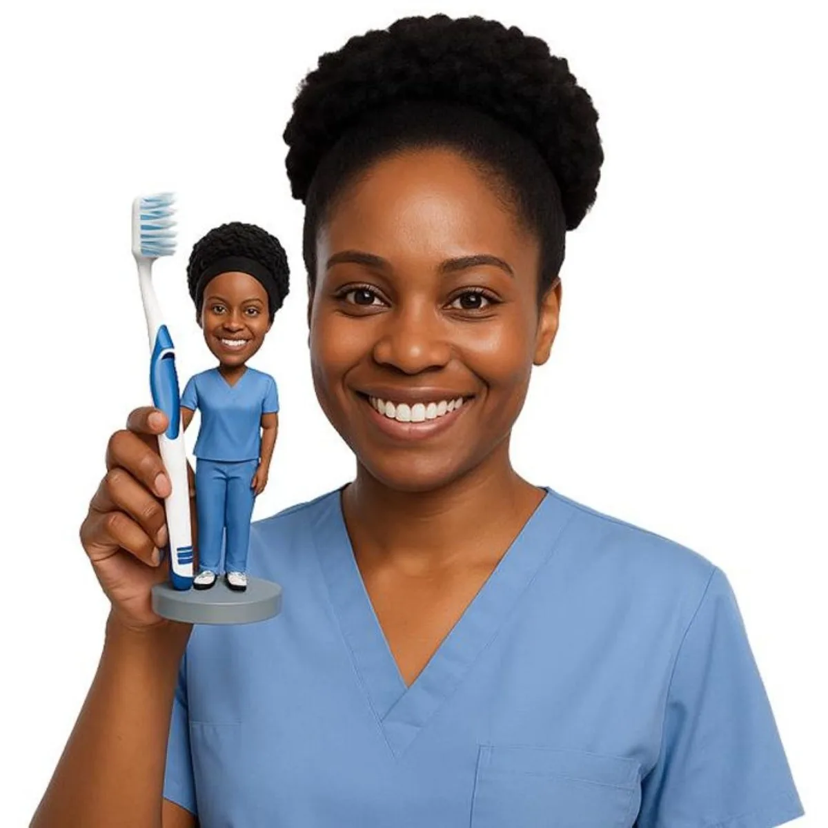 

Custom Bobblehead From Photo Handmade Clay Female Dentist Figurine Dental Hygienist Statue Unique Gift For Her Birthday Annivers