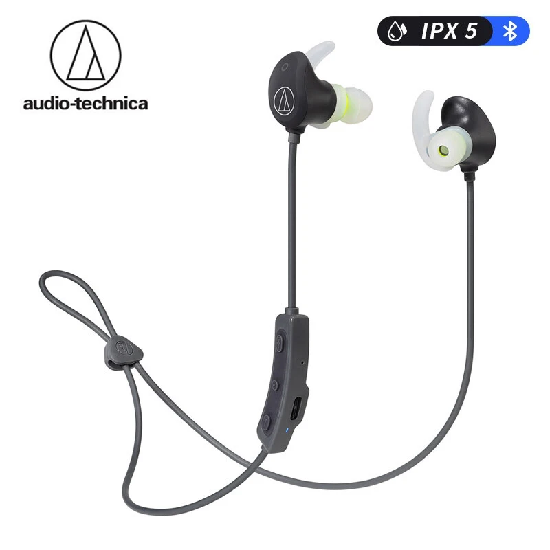 100% Original Audio Technica ATH-SPORT60BT Wireless Bluetooth 5.0 Sport In-ear Eaphones IPX5 Waterproof With Remote Control