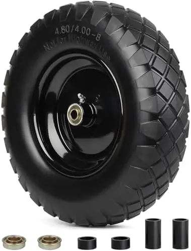 

Бескамерная цельнолитая шина GICOOL 16 дюймов 4.80/4.00-8, ступица 3-6 дюймов, подшипники 5/8 и 3/4 дюйма для садовой тележки/тачки