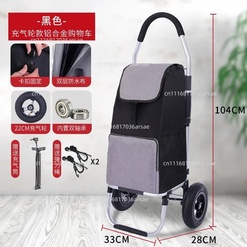 Shopping Trolley Folding Portable Shopping Cart Lightweight Hand Pull Home Courier Artifact Trolley Cart