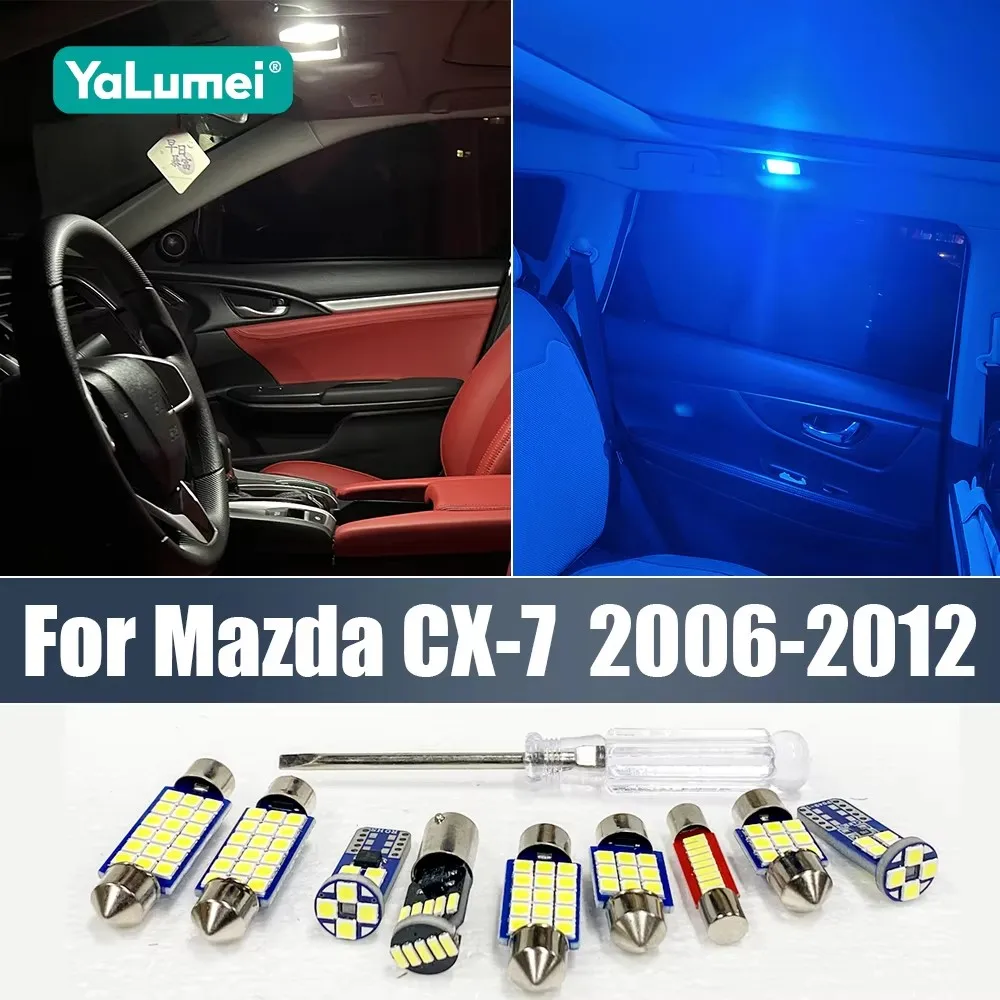 

Для Mazda CX-7 2006-2012, 10 шт., 12В, светодиодные лампы для салона, зеркала, номерного знака и багажника