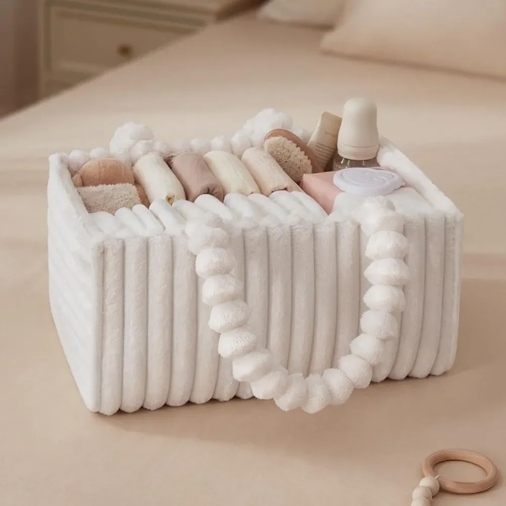 

Cozy Material Flannel Diaper Organizer Multi-Pocket Portable Diaper Organizer Large Capacity Storage Bag Baby Essentials Storage