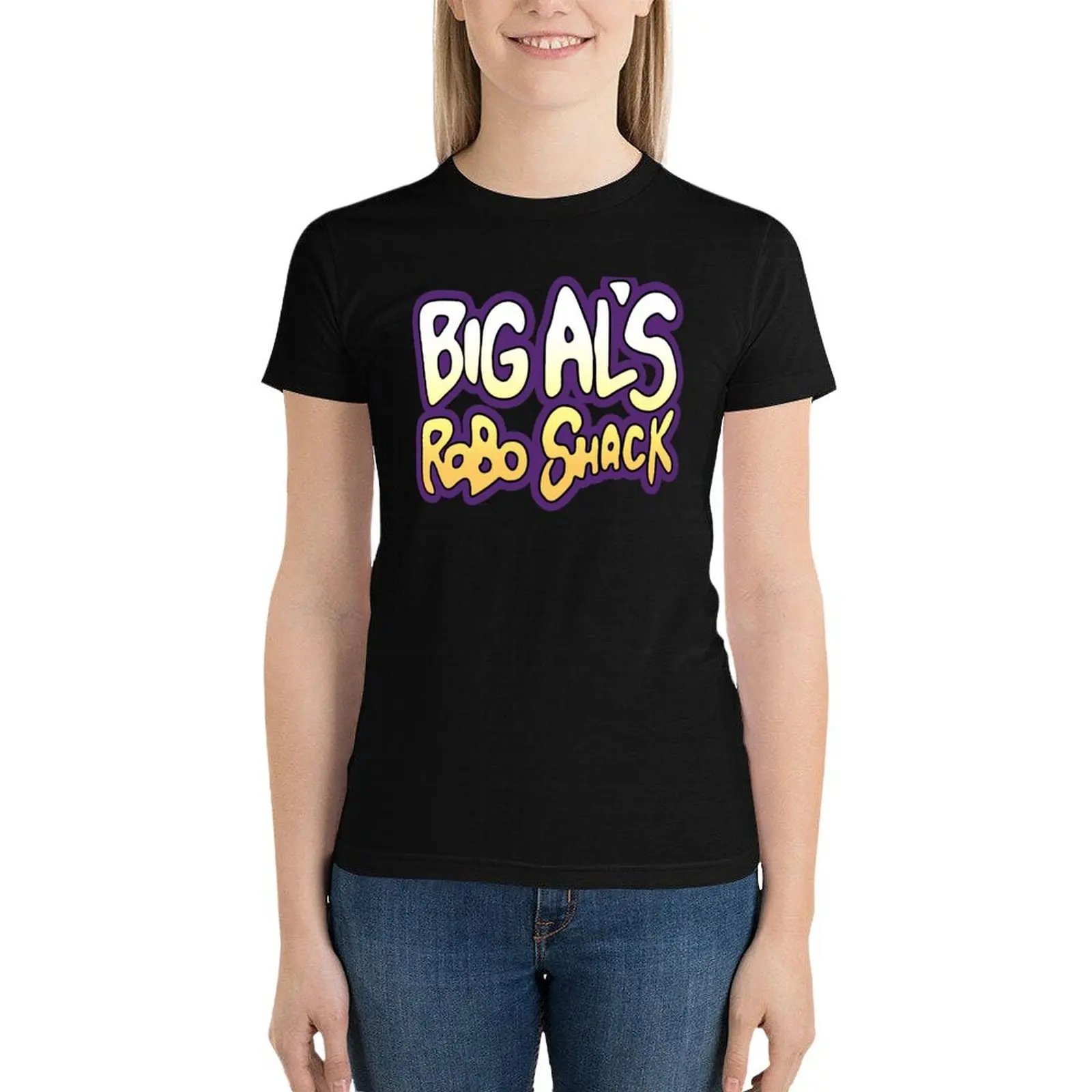 Big Al's Robo Show T-shirt, camisa com estampa animal para meninas, roupas femininas, roupas estéticas, mulheres Tees, comprar em verde