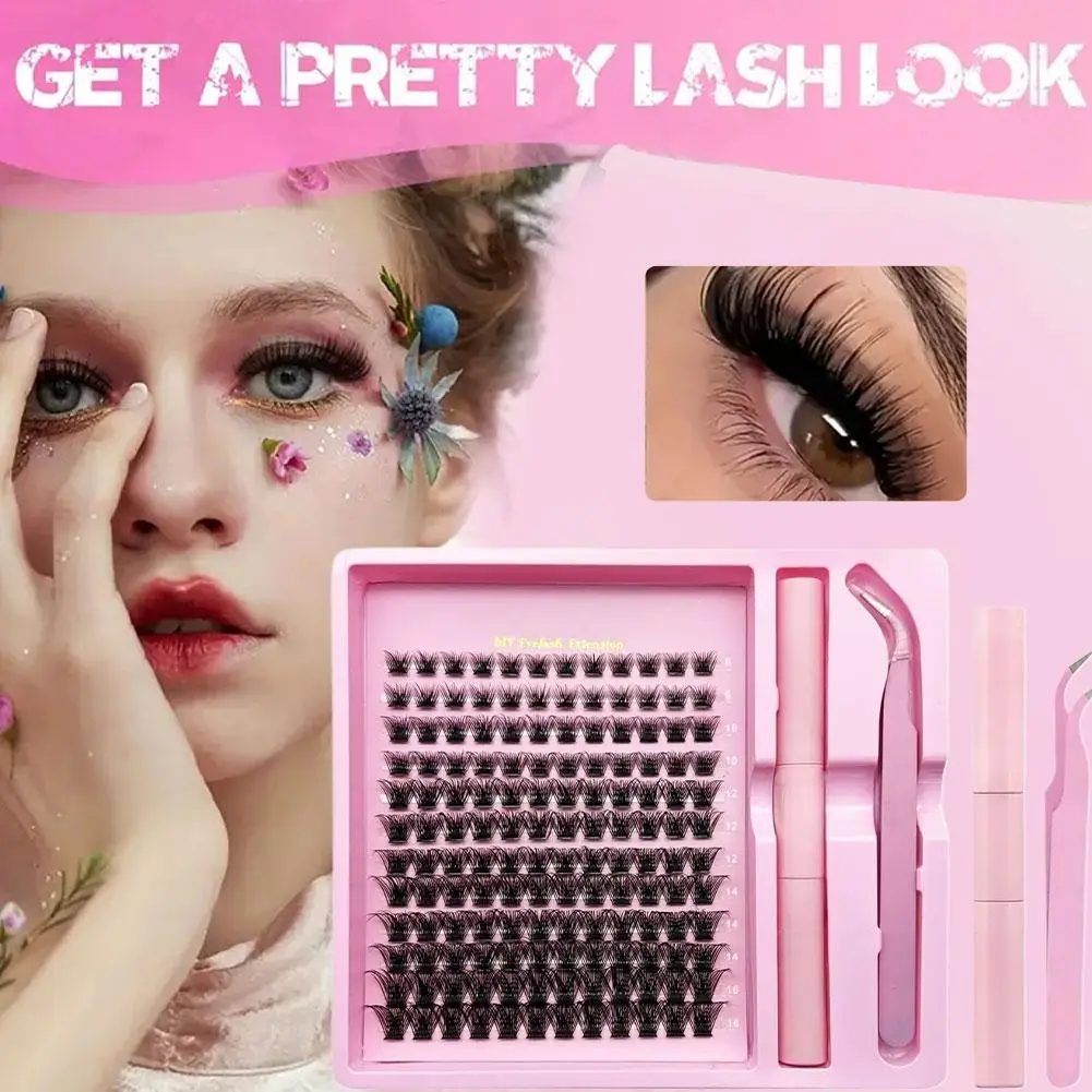 DIY Eyelash Extension Kit With Tweezers Glue 8-16mm Single 144 Lashes False Mixed Look Natural Set Tray Cluster Eyelash PCS G4L7