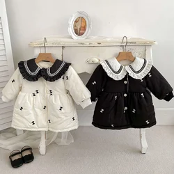 Winter 0-5Yrs Newborn Baby Girls Thick Coat Toddler Baby Girl Plush Jacket Embroidery Thicken Warm Cardigan Children Clothes