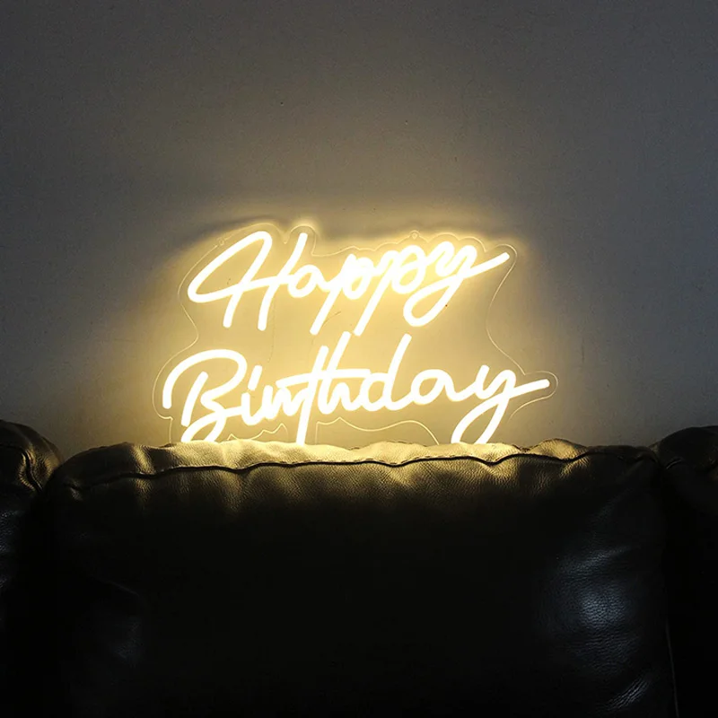 Birthday Neon Sign LED Light Happy Birthday Neon Lights with Dimmable USB Room Decoration for Bedroom Wall Club Neon Sign Lights