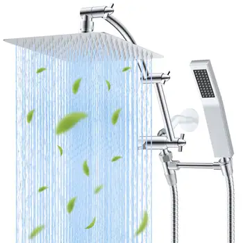 全金屬10吋雨淋式花灑,方形花灑組合,高壓手持花灑,16吋長臂,71吋長軟管 8 最佳銷售 淋浴噴頭下雨 - №6