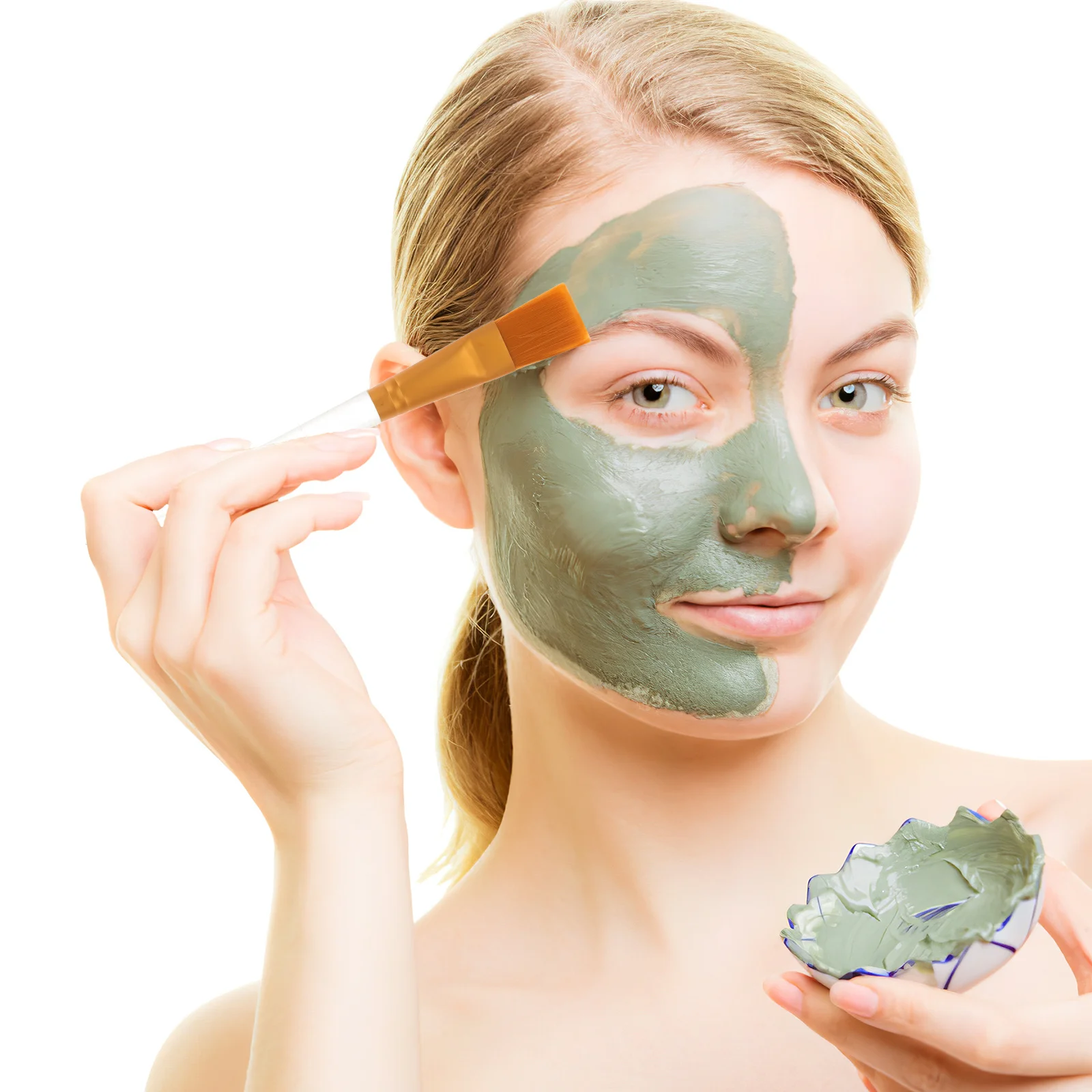 5 uds cepillo para mascarilla Facial mango de plástico transparente cerdas sintéticas para el cuidado de la piel mascarilla Facial exfoliante suero cepillo de maquillaje