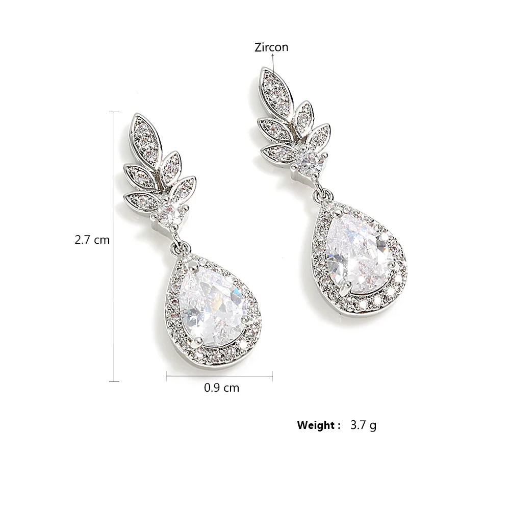 ZAKOL New Transparent Water Drop Zircon Dangle Earrings for Women Elegant Bridal Earring Luxury Wedding Jewelry