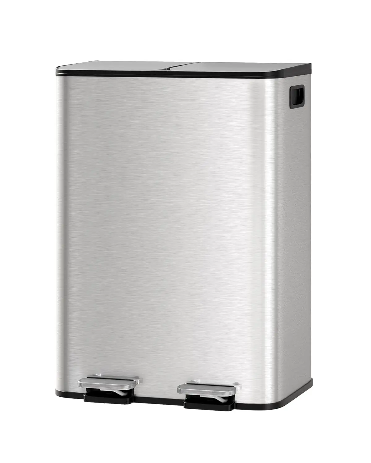 

2 x 8 Gallon Stainless Steel Double Trash Can with Lid for Kitchen, Large Dual Recycle Bin Combo, Step-on Metal Garbage Cans
