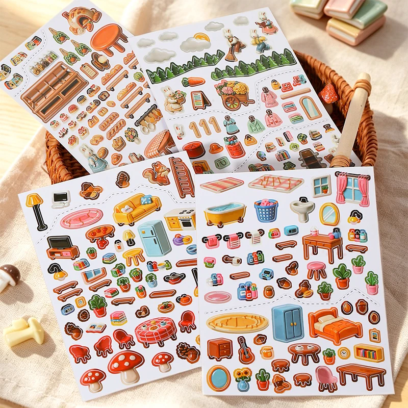 2 Style Secret Base Series Landscape Stickers Tree Hole Theme Simulated Ceramic Texture Scene Sticker DIY Scrapbook Diary Decor