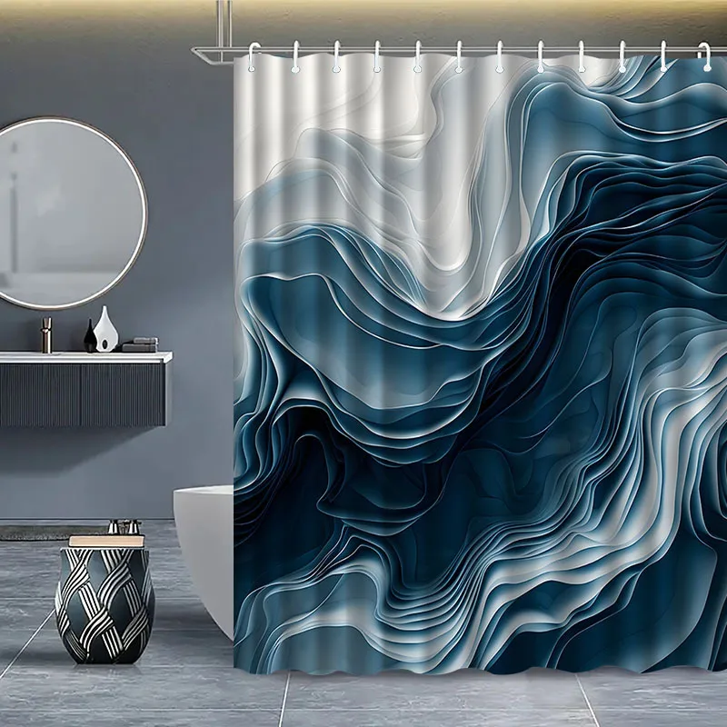 

Абстрактная волна занавеска для душа синий градиент дизайн водонепроницаемый декор для ванны современные художественные занавески для ванной комнаты для дома