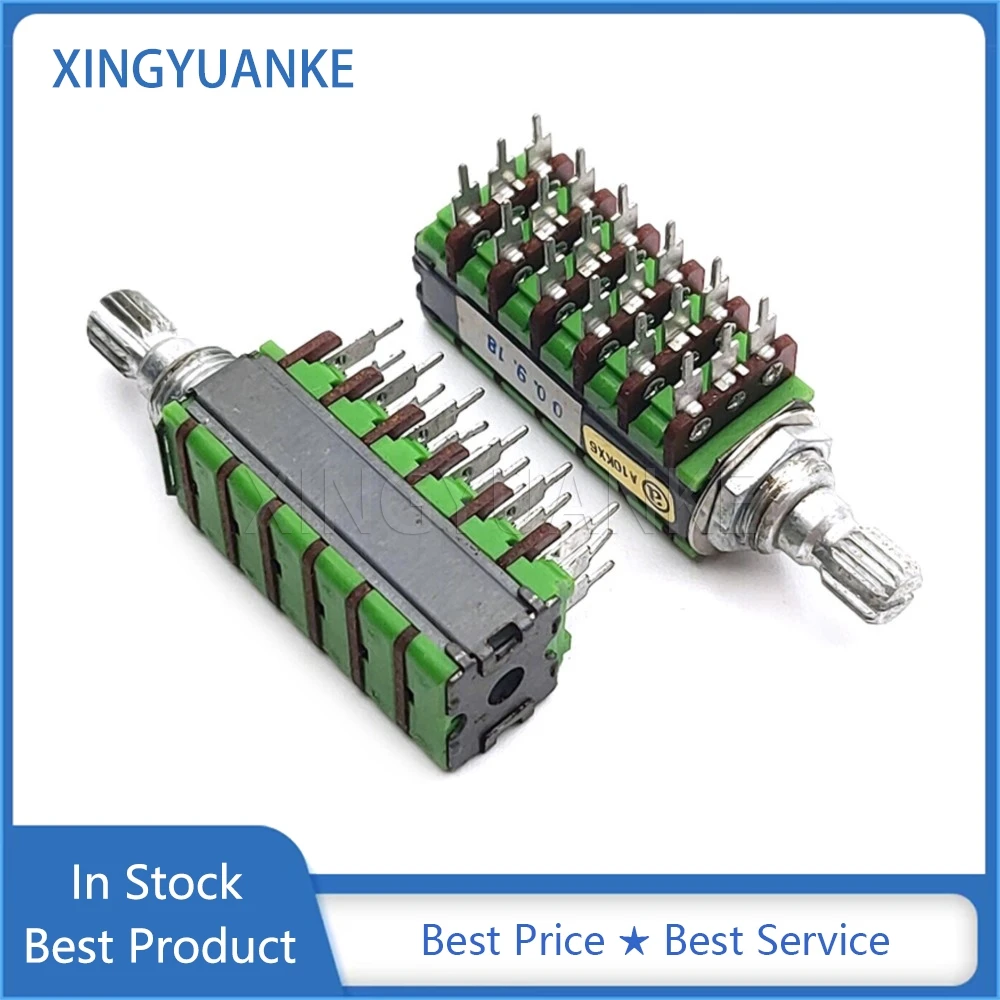 

1PCS ALPHA RK12 Precision Potentiometer A10KX6 Power Amplifier Audio Volume Potentiometer 18-Pin Flower Shaft length 15MM