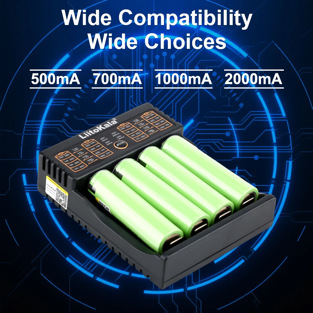 LiitoKala-شاحن بطارية عالمي لـ 18650 26650 16340 25500 14500 NiMH AA/AAA، متوافق مع 1.2 فولت 3.7 فولت 3.2 فولت 3.85 فولت #5