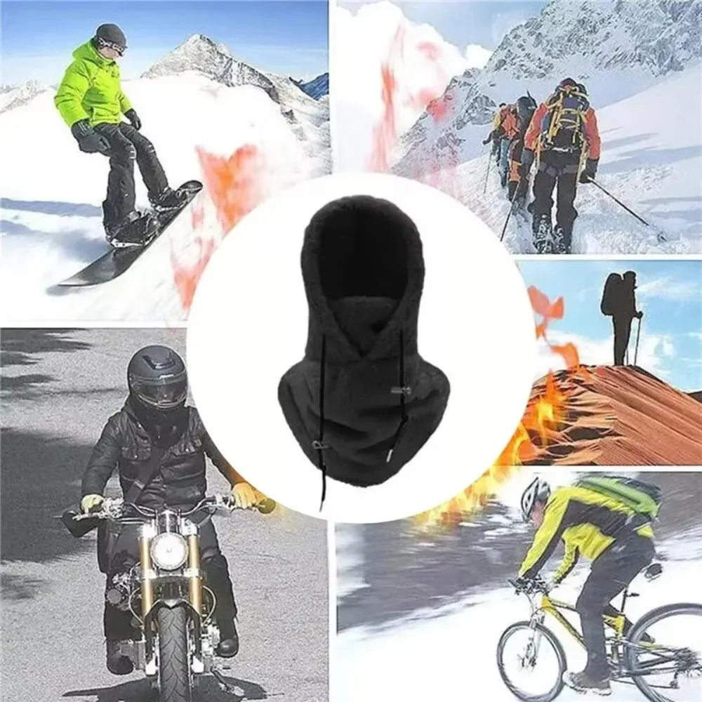 High Quality Arctic Velvet Sherpa Hood Ski Mask Adjustable 3 in 1 Warm Hood Warm Tool Thicken Neck Warm Hooded Men Women