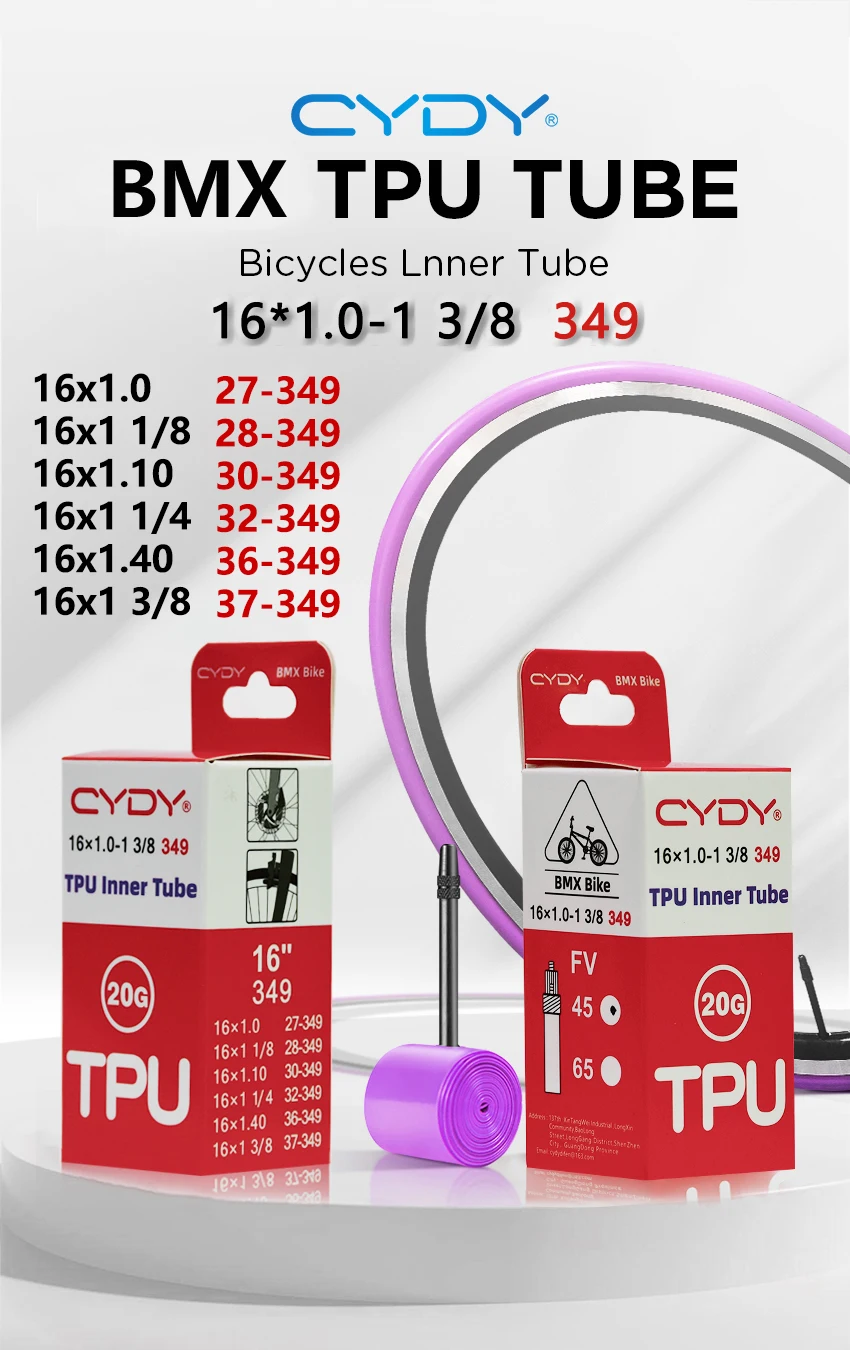 CYDY TPU Fahrradschlauchkamera 16”349 16x1.0, 1 1/8, 1.1, 1 1/4, 1.4, 1 3/8 Presta-Ventil BMX Fahrradreifen Pneu Fahrradreifen – Detail 1