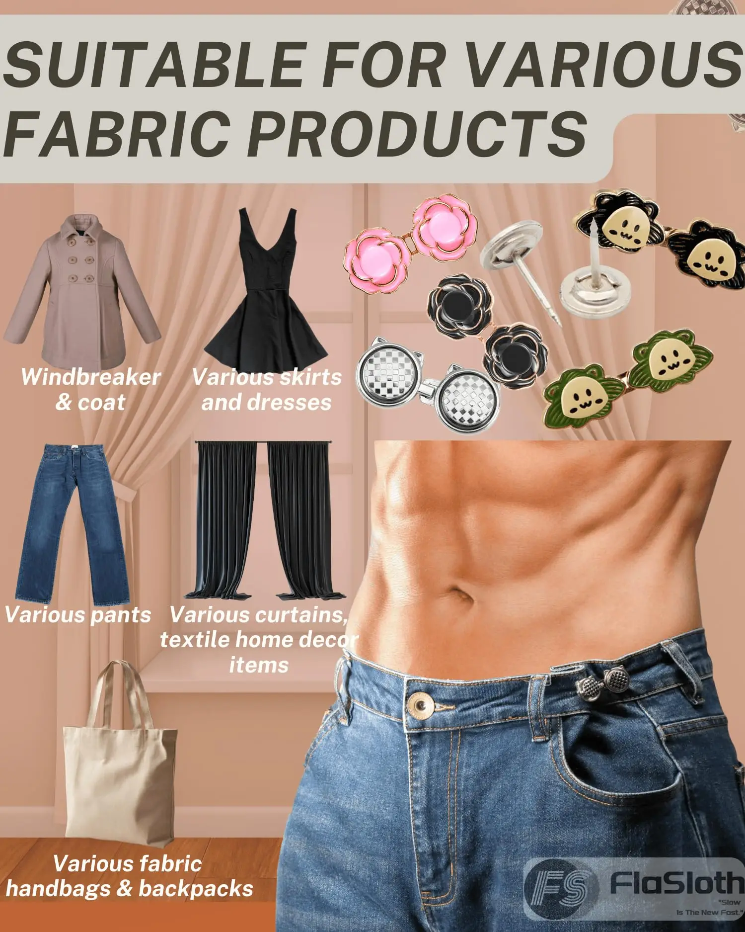 ルーズジーンズとパンツ用のジーンズボタン、パンツウエスト締め、ウエストバンド用の調節可能な縫い付け不要ボタンピン