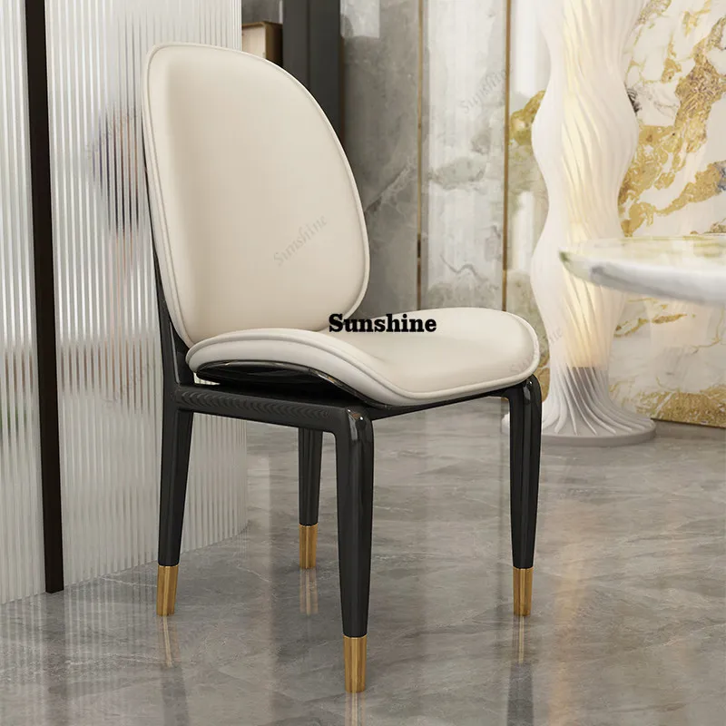

Italian light luxury microfiber leather, model house villa luxury house paint back gold dining chair