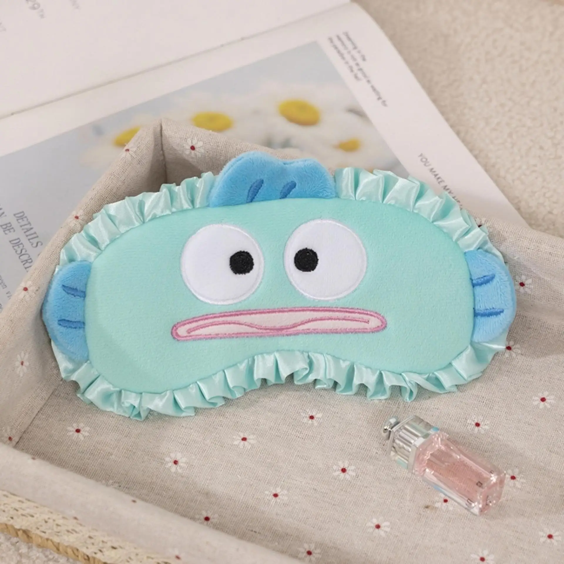 Sanrio eye mask sweet girl heart ruffle ugly fish imp sleep eye mask blackout breathable students lunch break eye protection