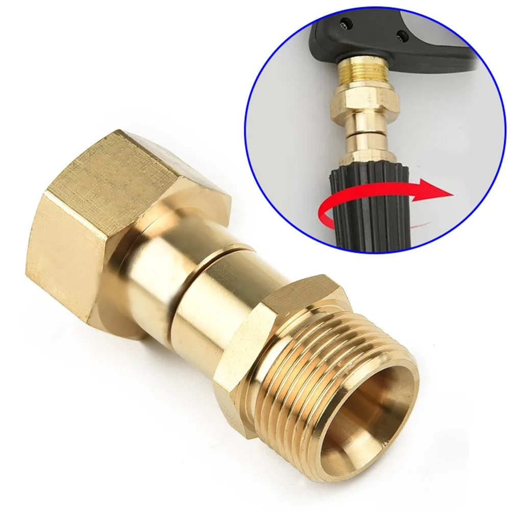 M22 14mm Thread Pressure Washer Swivel Joint Fitting Brass Rotation Connector Swivel Adapter Pressure Washer Accessories