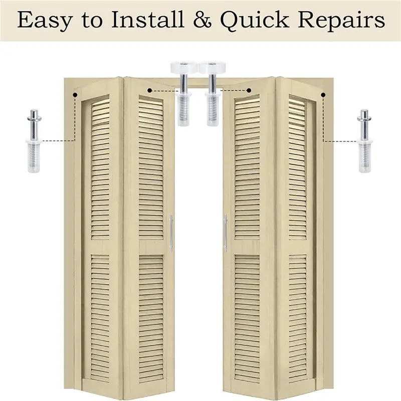 T21C 16X Bi-Fold Door Top Roller Guide Wheel And Top Pivot,Spring Loaded Bifold Door Hardware Kit,B