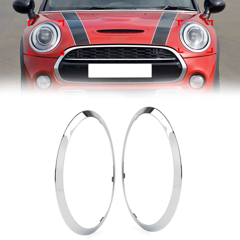 

2Pcs Left+Right Car Headlight Bezel Ring Cover Decoration Trim For BMW Mini Cooper F55 F56 F57