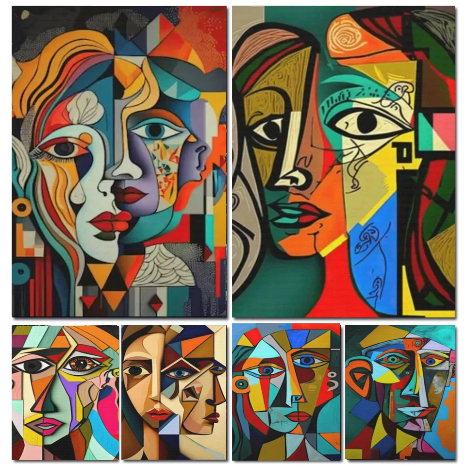 Abstract Cubism Picasso Style Diamond Painting Kits Character Head Cross Stitch 5D DIY Mosaic Art Embroidery Home Decor Z56