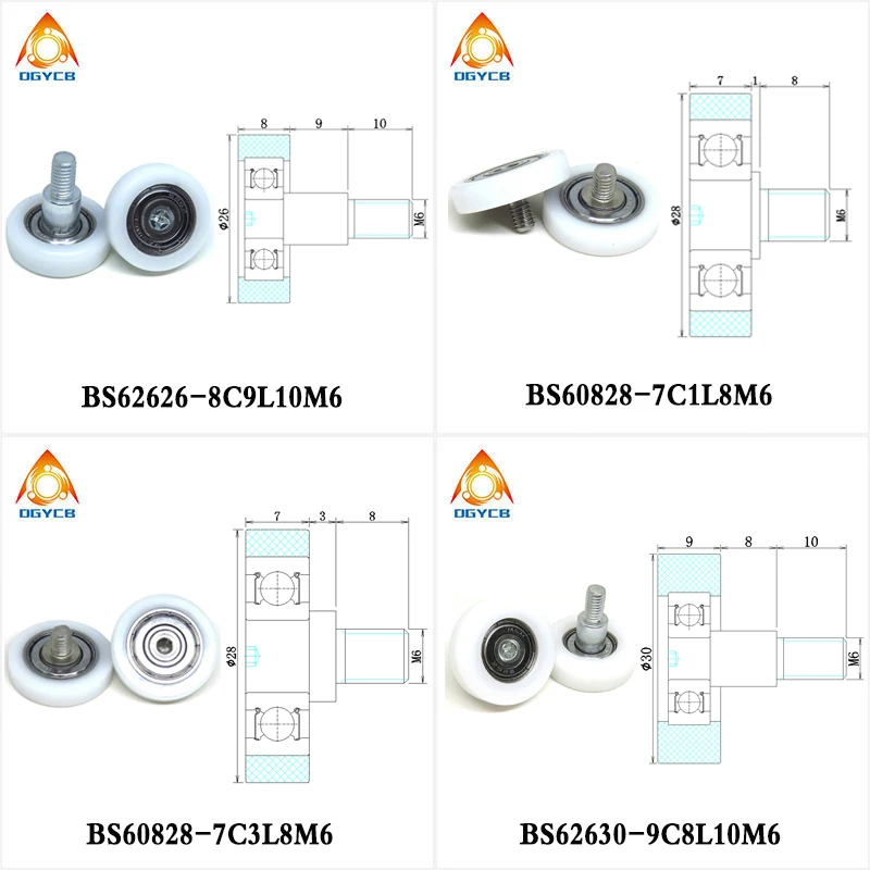 

2pcs 26mm Diameter POM Coated Wheel Roller With M6 Screw 26xM6 Nylon Flat Pulley BS62626-8C9L10M6 High Load Plastic Bearing