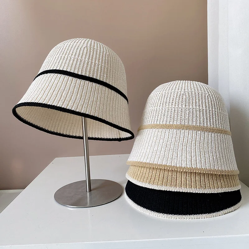 

Knitted Women Bucket Hat Luxury Sunscreen Panama Summer Breathable Sun Protection Fisherman Hats Streetwear Foldable Beach Cap