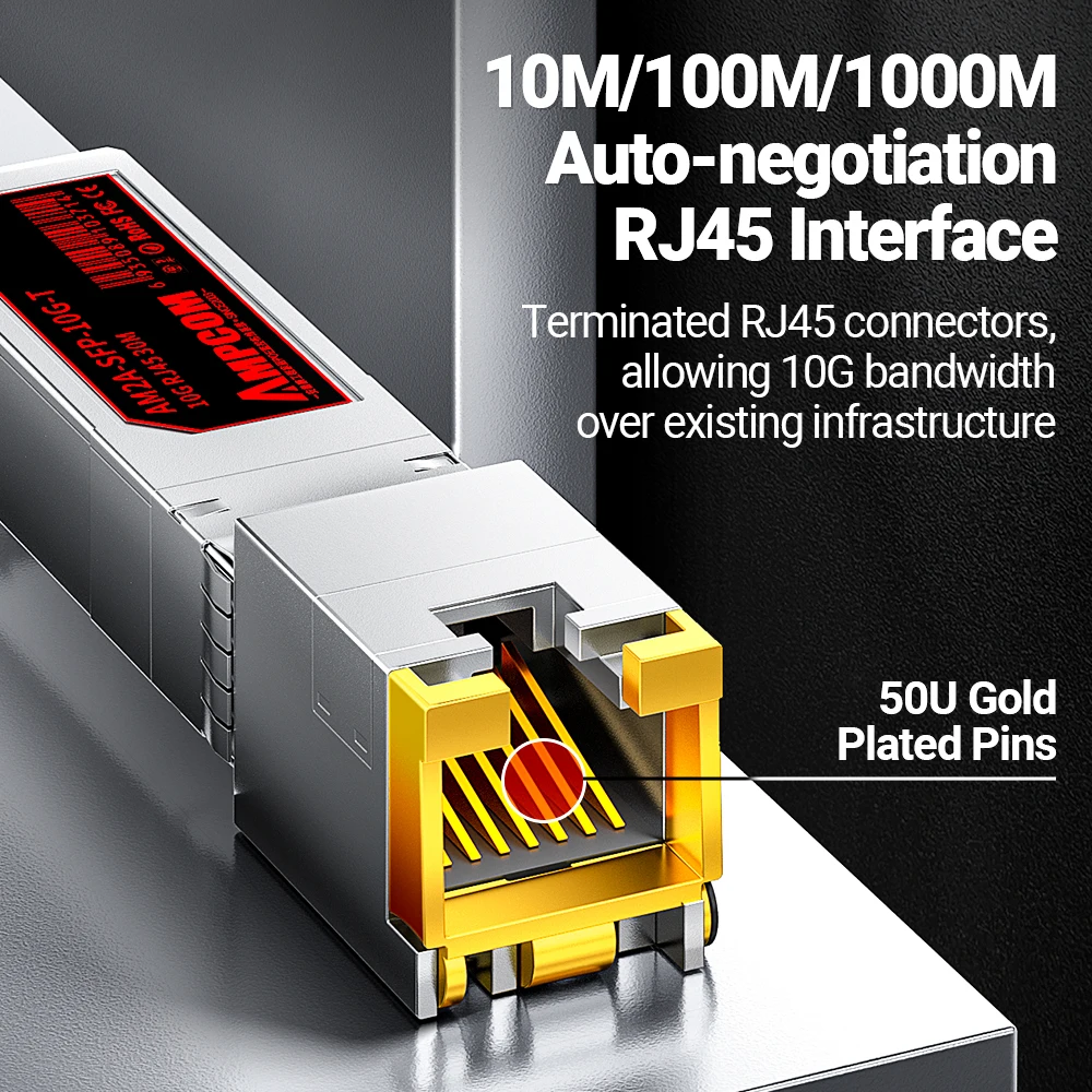 AMPCOM 10G SFP+ to RJ45 SFP Transceiver, Ethernet Copper RJ45 to SFP+ Fiber Optical Module Transceiver, CAT6A/CAT7, Up to 30M