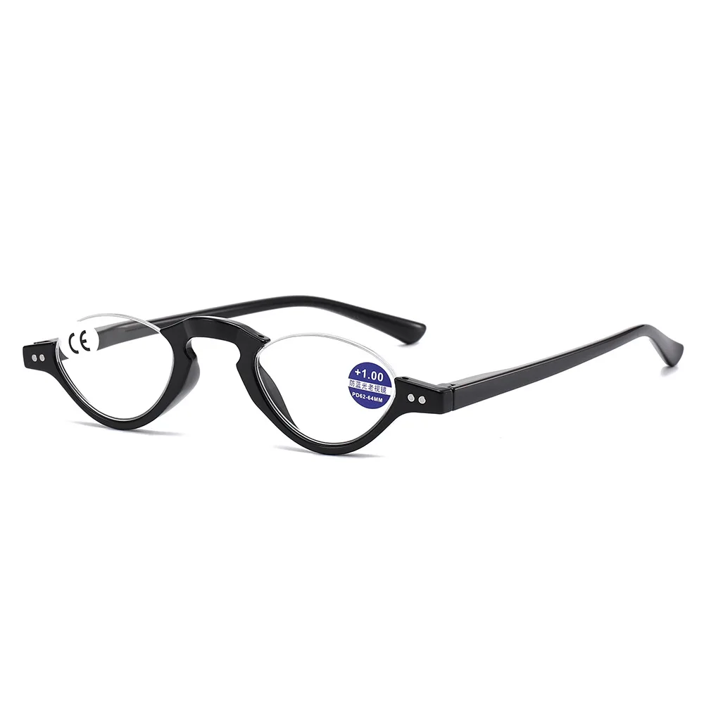 نظارات على شكل هيكل السمكة شبه حافة عالية الوضوح أوروبية وأمريكية، تحجب الضوء الأزرق، نظارات قراءة متعددة الاستخدامات