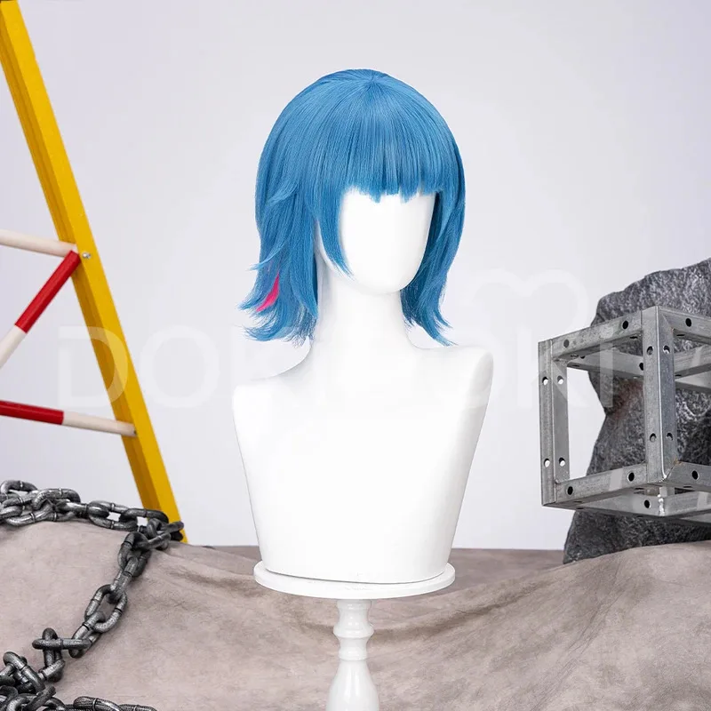 CyGame LoL Arcane2 Jinx Cosplay Perücke Pulver Cos Haar Kurze Perücke Ball Look Blaue Perücke Ekko Für Halloween Party Rolle Spielen Anzug Cospla
