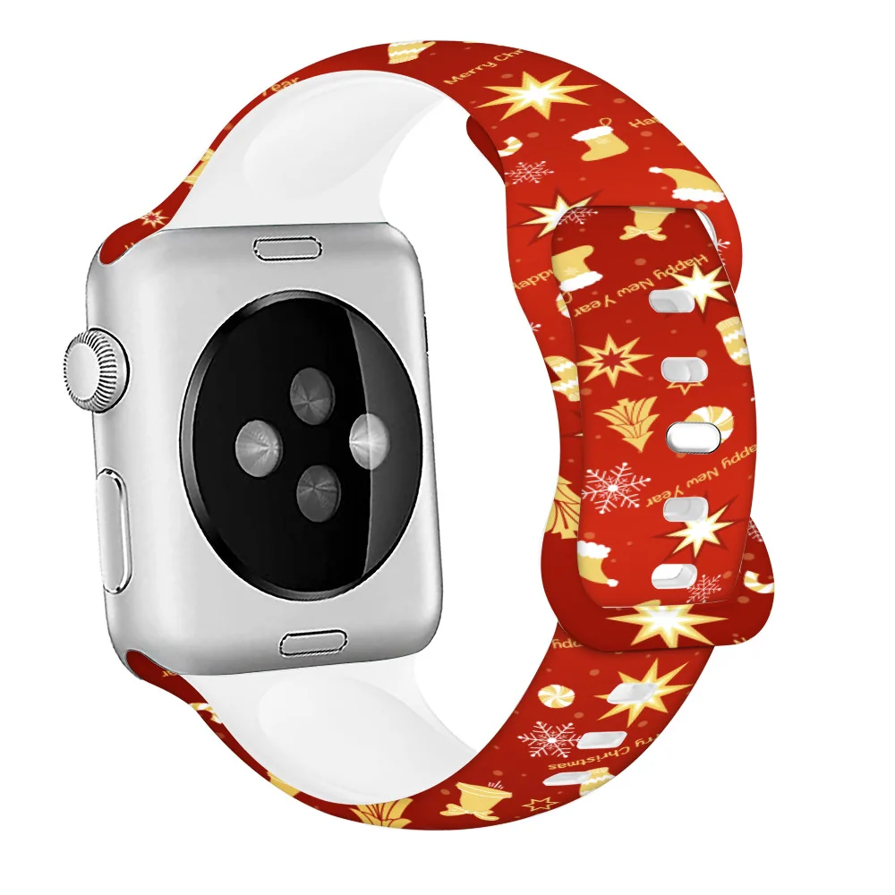 Christmas Silicone Strap for Apple Watch Series Ultra 10 9 8 7 49mm 46mm 42 45mm 41mm Sport Watchbands iWatch 6 5 4 SE 44mm 40mm