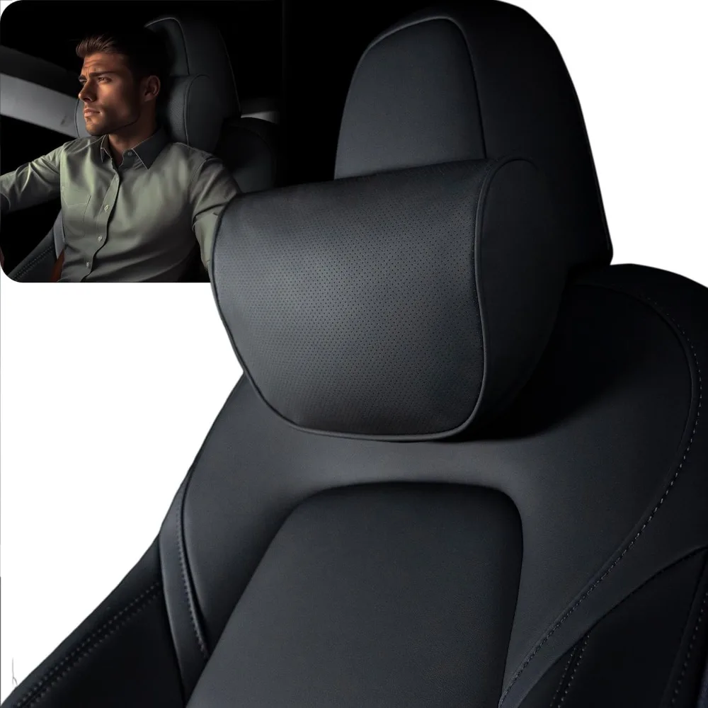 

Headrest Pillow for Tesla Model 3 Model Y with Adjustable Strap,Tesla Neck Pillow with Leather,for Head,Neck,Shoulders,Multipur