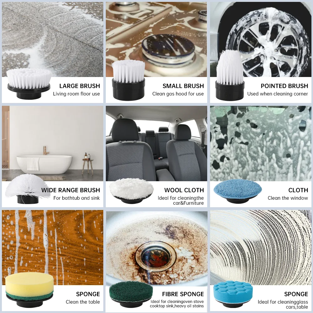 ชุดอุปกรณ์ทำความสะอาดไฟฟ้าด้ามยาวในครัวเรือนมัลติฟังก์ชั่นไร้สายแบบชาร์จไฟฟ้าเครื่องมือแปรงทำความสะอาดห้องครัว