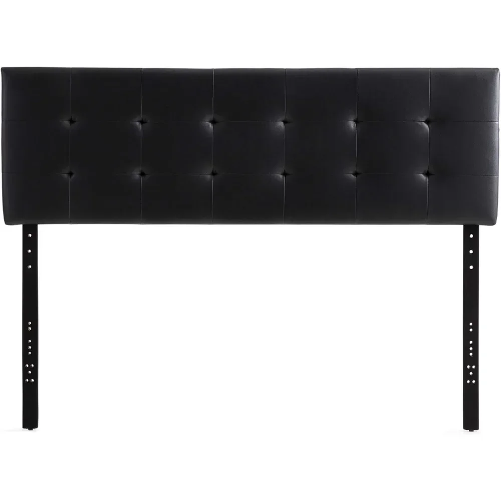 Faux Leather Headboard - Modern - Adjustable Height - Buttonless Tufting, Queen