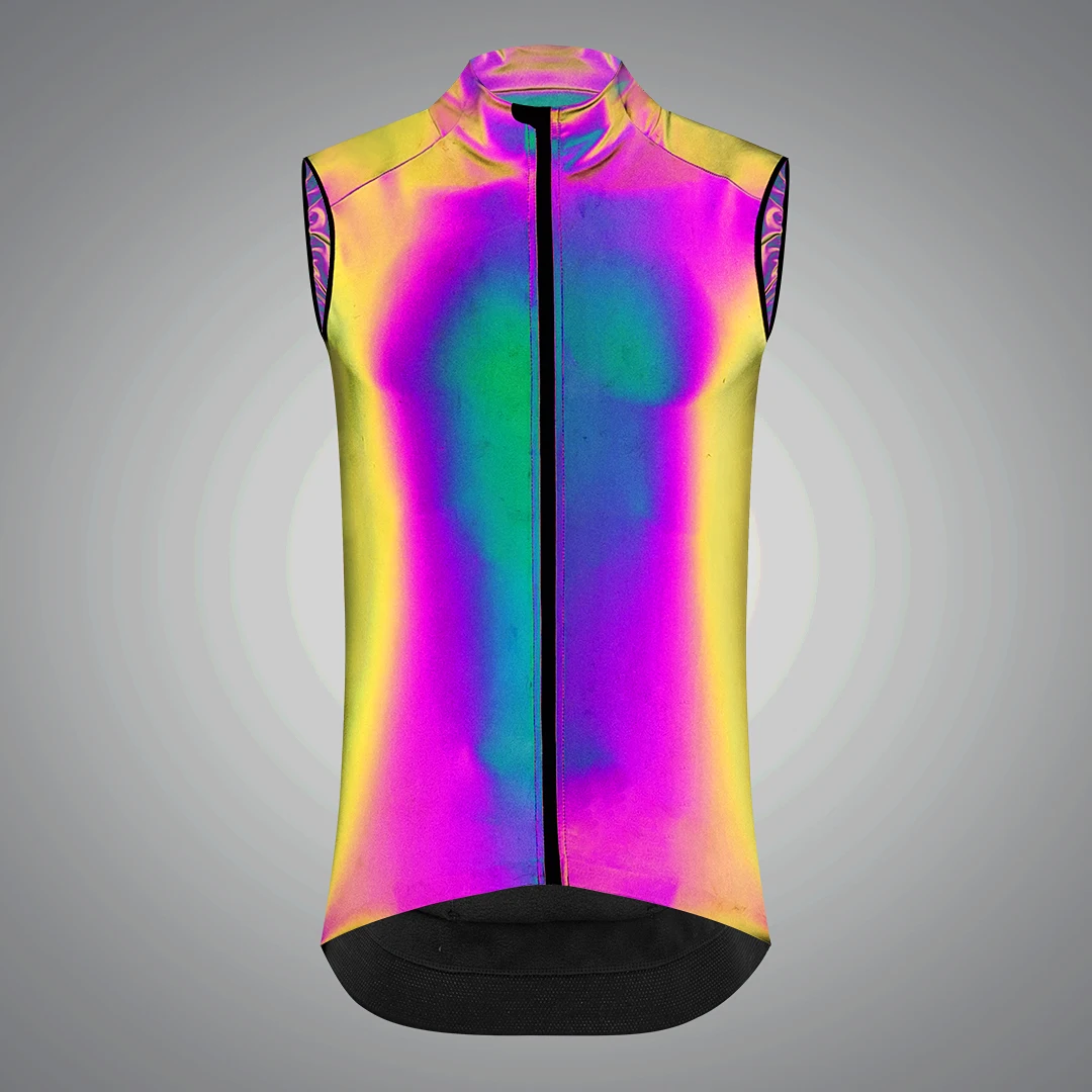 Ykywbike Cycling Vest Jacket Cool Rainbow Colorful Windproof Waterproof High Reflective Bike Vest Cycling Vest