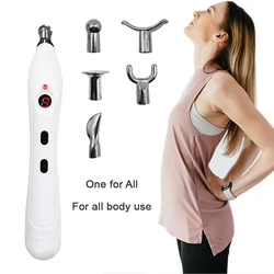 5 IN 1 Electronic Massage Point Pen Energy Massage Pen Black Massager Muscle Massager Stick 5 Replacment Heads