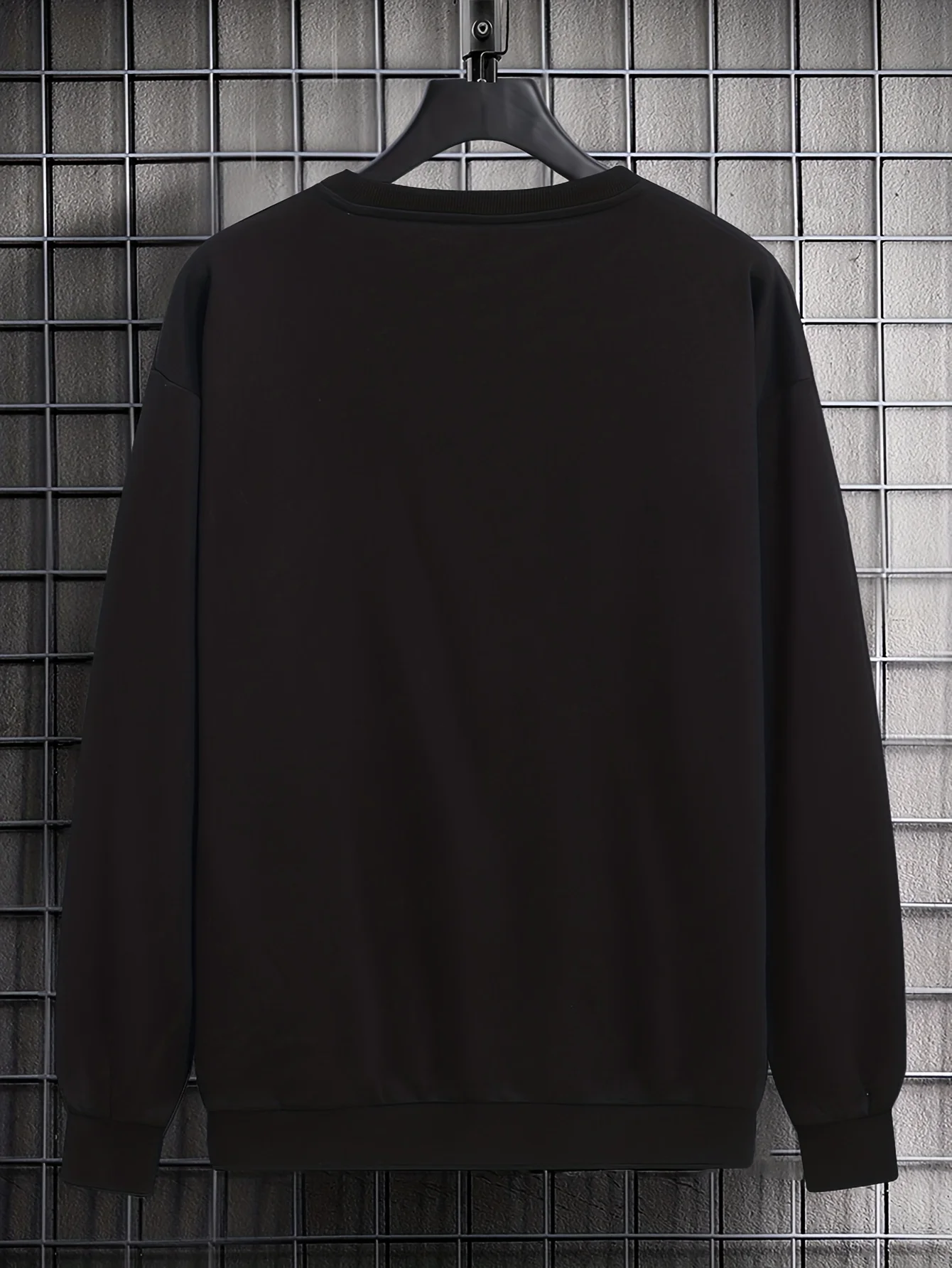 Herren Herbst- und Winter-Mode-Sweatshirt, lässig, locker geschnitten, Boston, schwarz, goldene Buchstaben-Grafik, Fleece, langärmelig, Rundhalsausschnitt – Detail 6