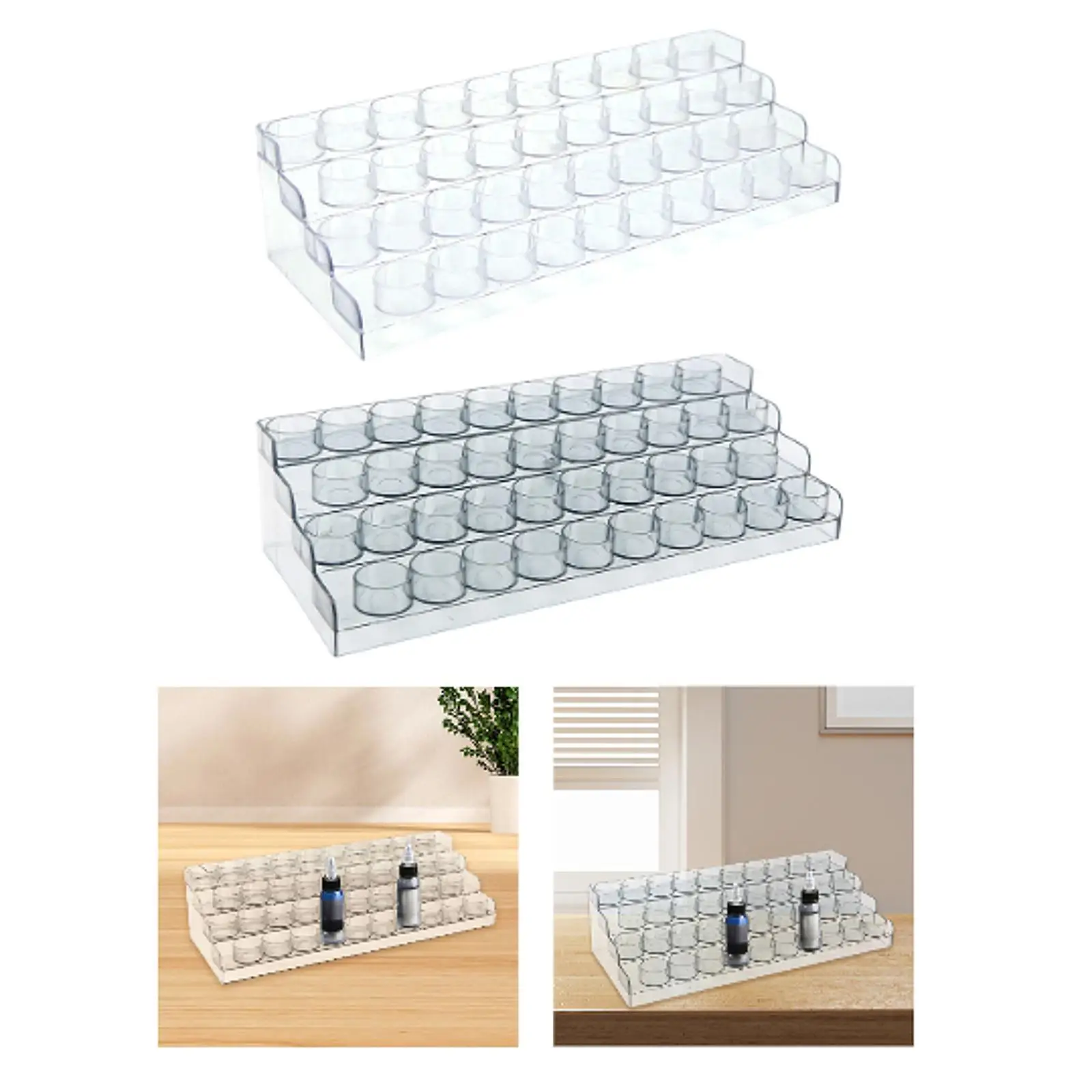 Clear Paint Organizer 40 Holes Watercolor Paint Holder Portable Paint Bottle Holder for Cabinet Desktop Sketch Home Students