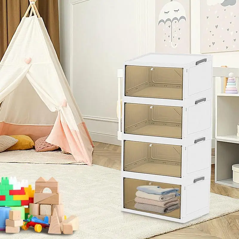 Stackable Closet Organizer Folding Storage Large Capacity Books Box Transparent Snack Toy Bin Clothes Organizer Home Accessories