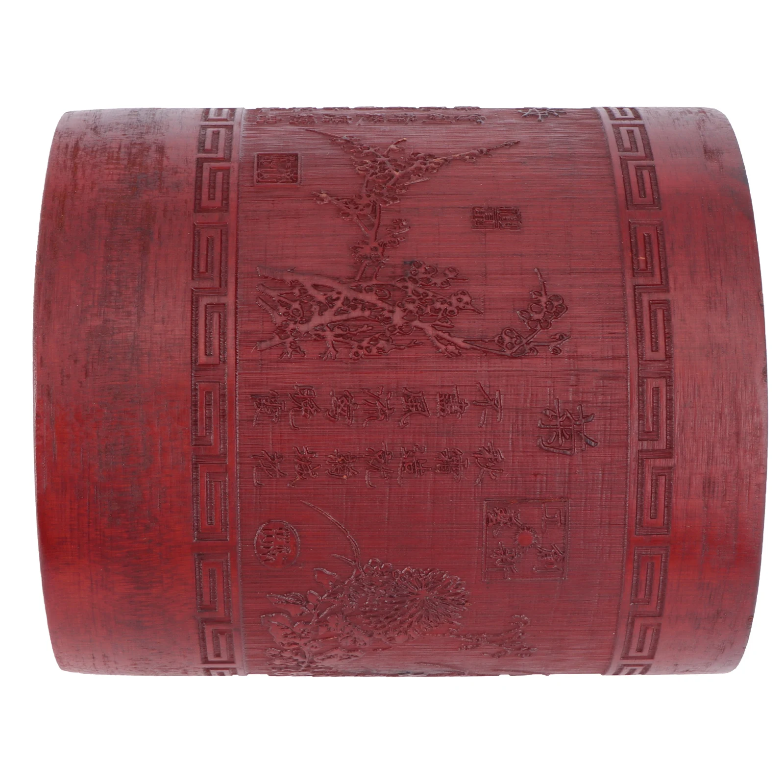 

Work Desk Bamboo Carved Pen Holder Storage Container Desktop Writing Brush Office