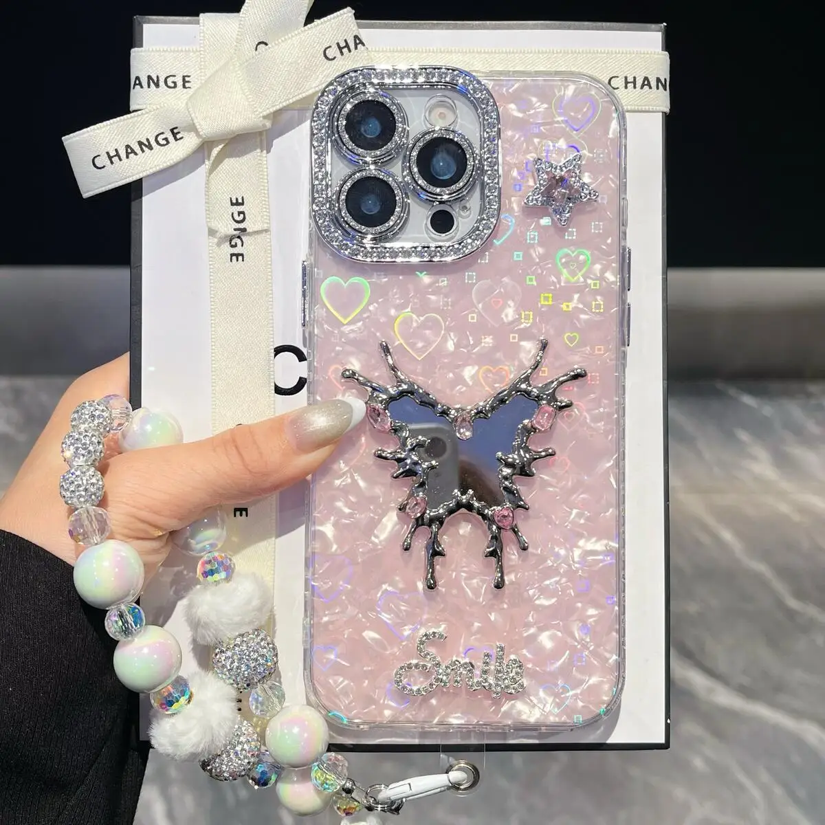 

High Quality Luxurious Phone Case For iPhone17 14 13 12 15 16 Pro Max Plus + art Mirror Cover With Chain For iPhone16 17 Pro max