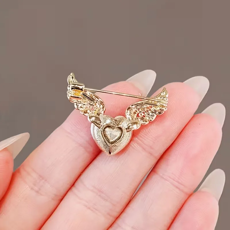 بروش على شكل قلب جناح الملاك، مصنوع من سبيكة، إكسسوار عصري