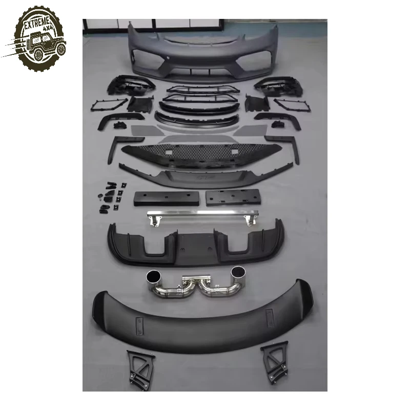 

High Quality 2017-Up for Porsche 718 982 Cayman Boxster Front Bumper Body Kits Rear Diffuser Facelift Spoiler PP Material