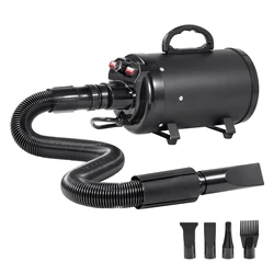 SucceBuy 2000W/2.7HP Dog Blow Dryer Adjustable Speed Temperature Control with 4 Nozzle and Extendable Hose for Pet Hair Grooming