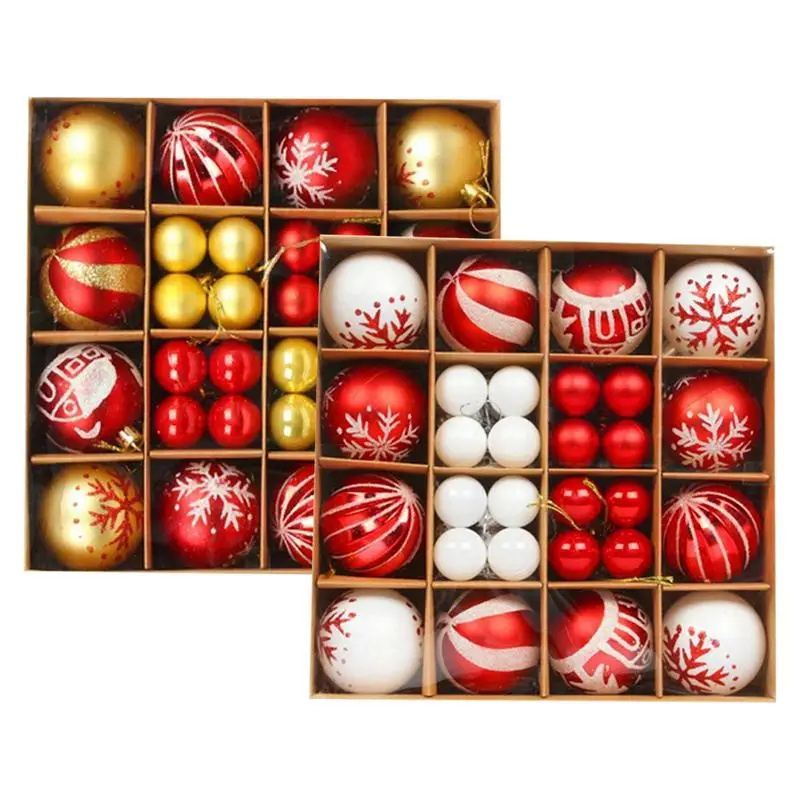 Christmas Ornaments Balls Hangings Tree Balls Red Green Christmas Ball 44 PCS Delicate Painting Christmas Ball Christmas Tree