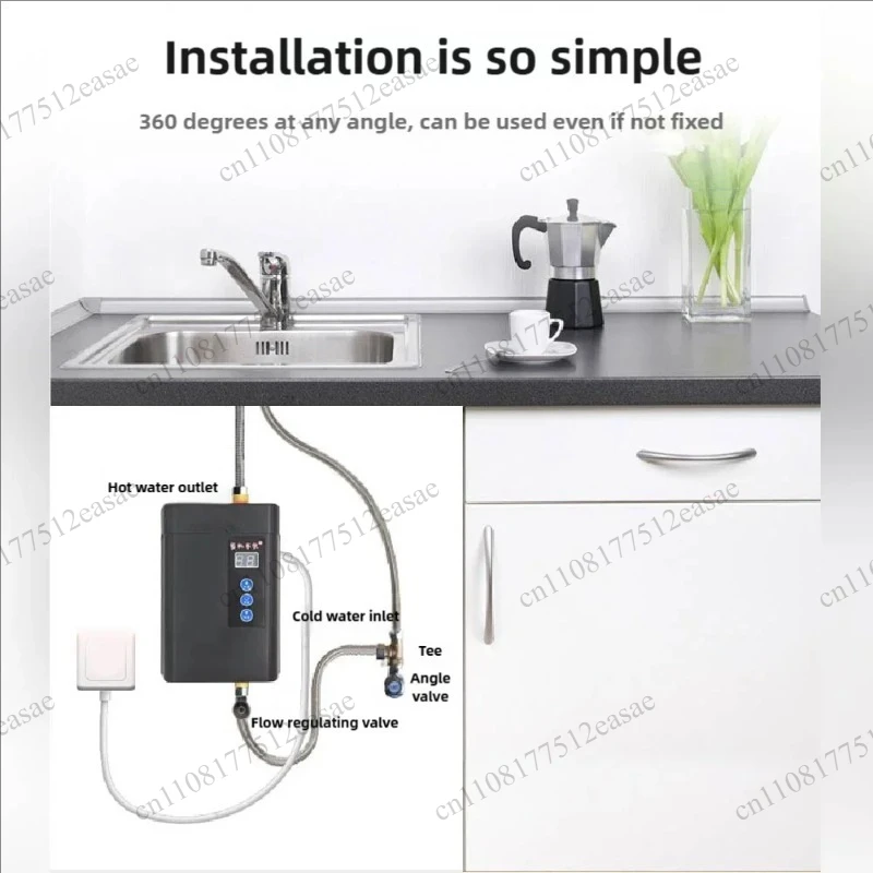 3800W Mini Electric Instant Water Heater 110V/220V, Under Sink Tankless Hot Water Heater for Kitchen & Bathroom