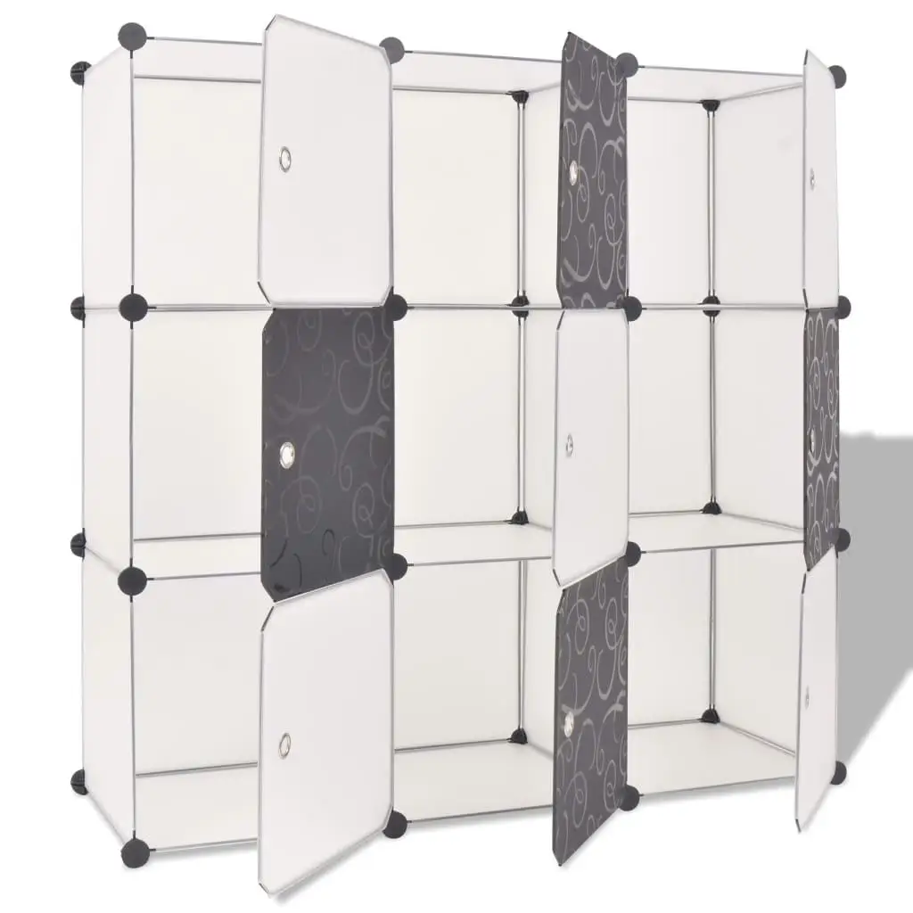 9-Compartment Black & White Storage Cube Organizer - Stylish Space Saver for Home Organization