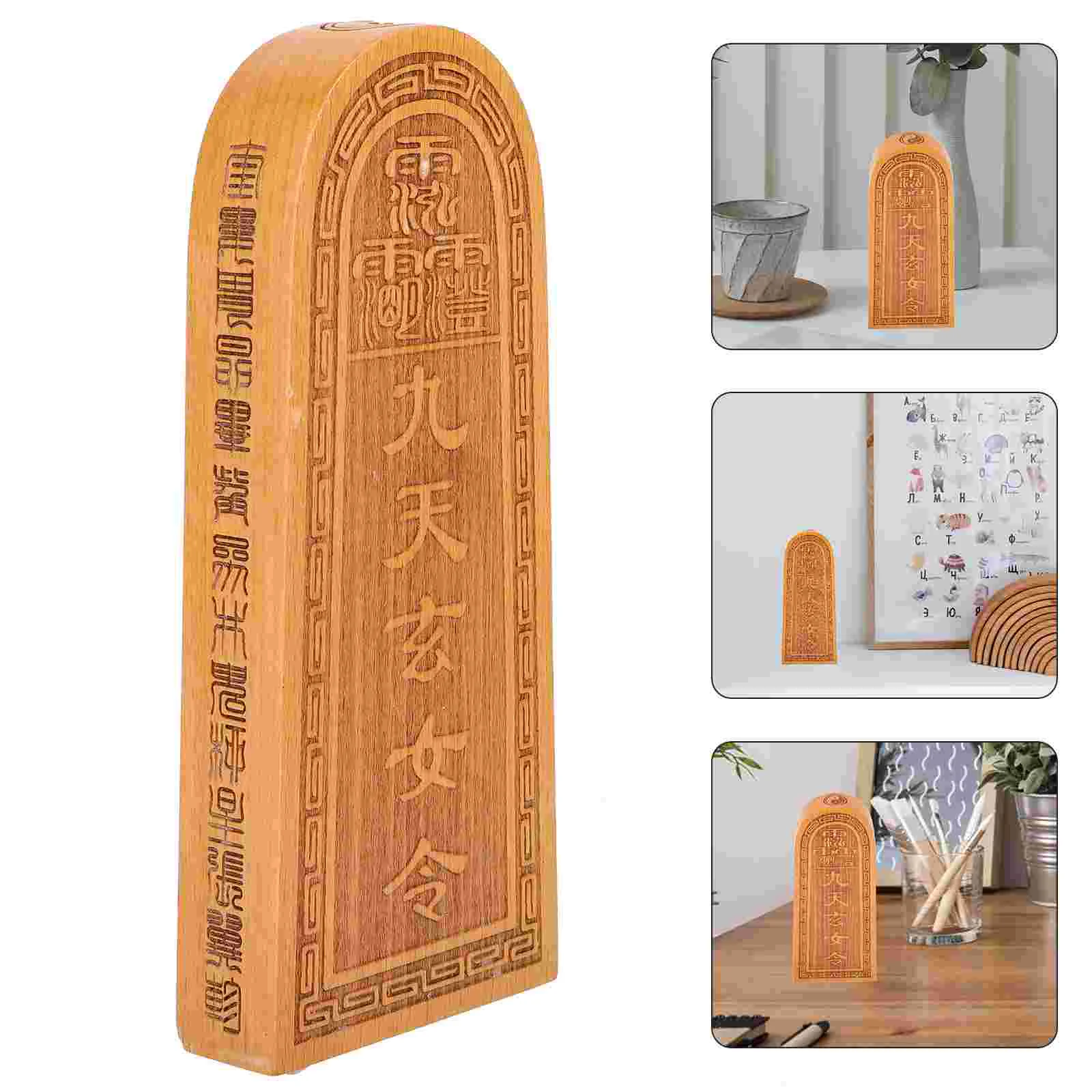 Nine Heavens Xuannv Token Desktop Ornament for Home Wooden Decor Decoration Shape Adornment Statue